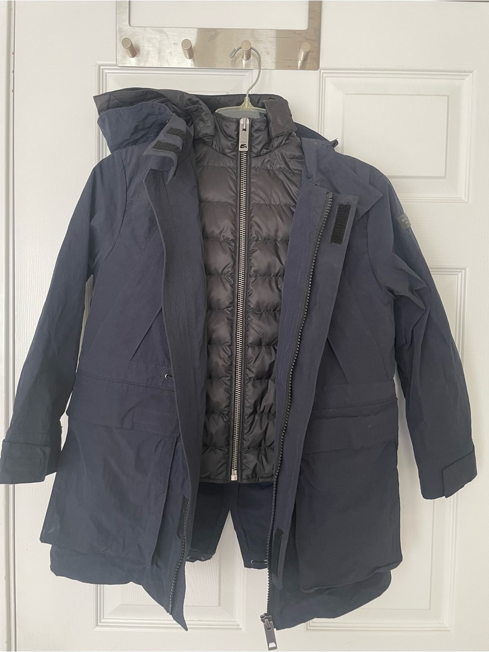 Burberry hooded jacket with interior thin puffer